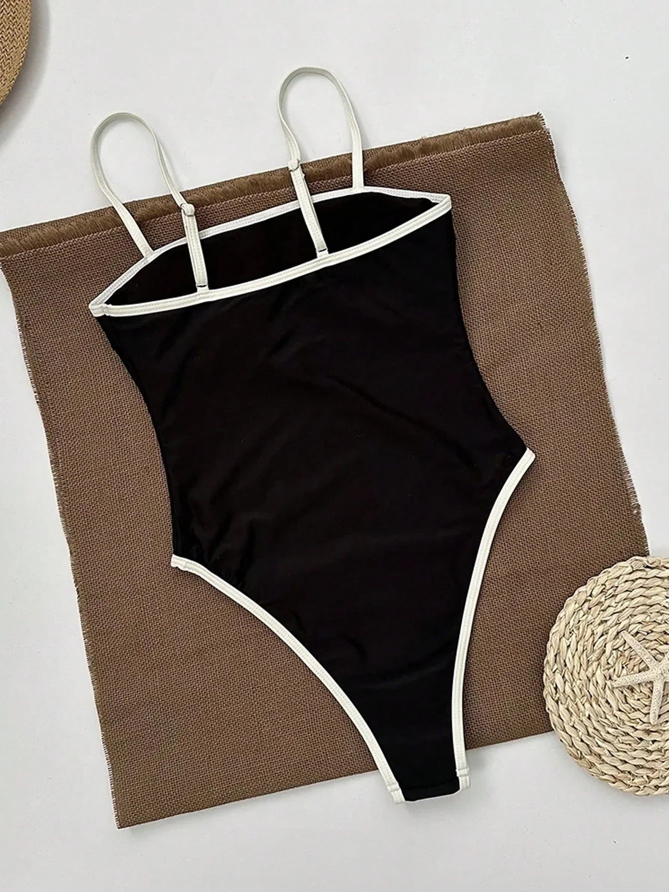 Dames High Cut Badpak Square Neck Contrast