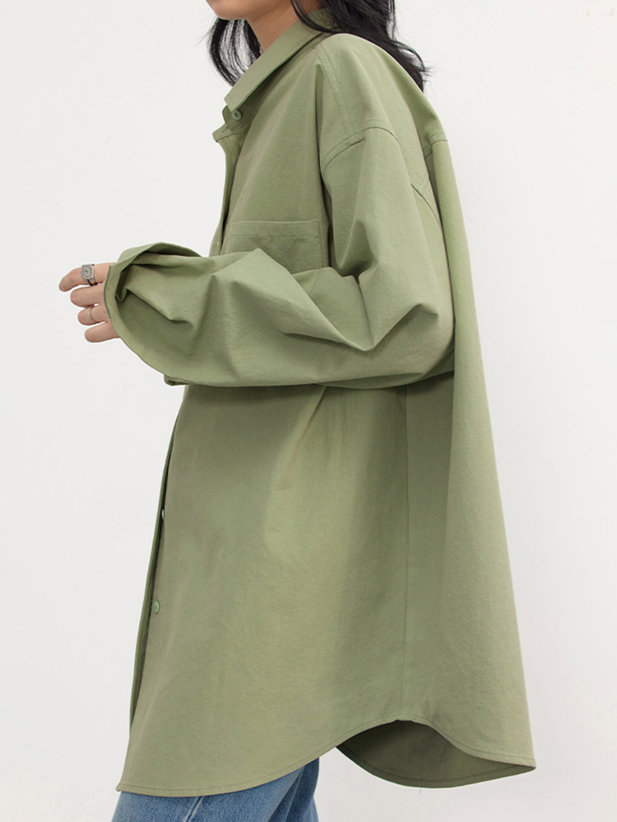 Dames Oversized Blouse Button-Down Lange Mouw