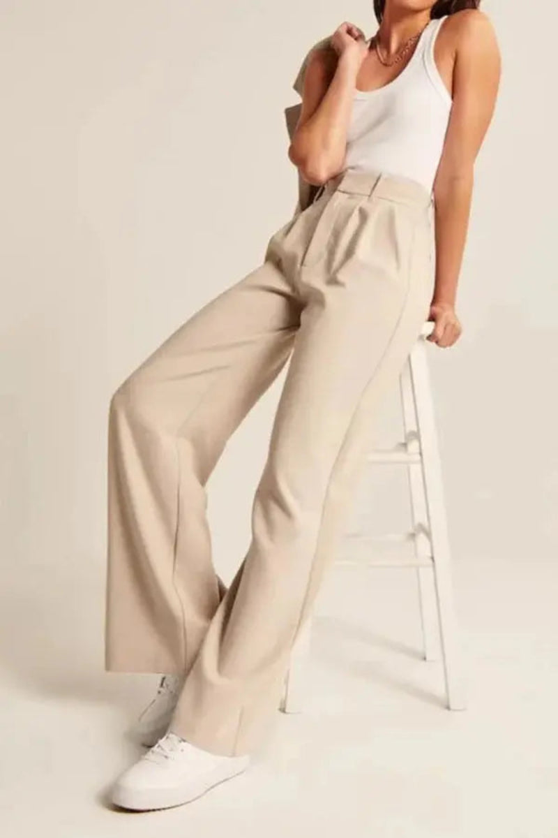 Dames Pantalon Wide Leg Hoge Taille Plooien
