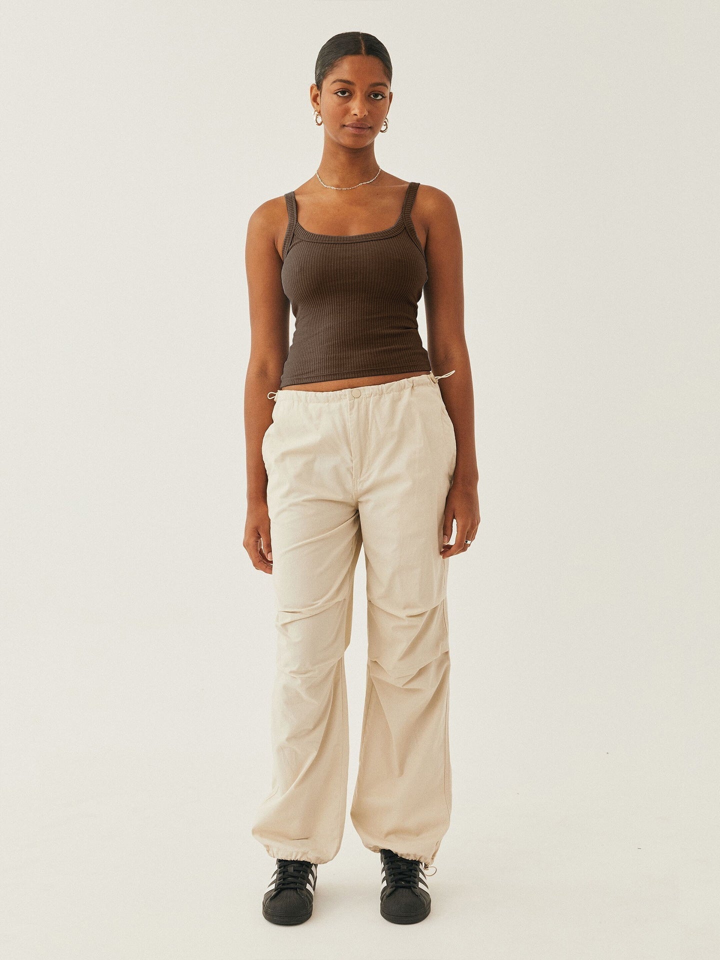 Dames Ribbed Square Neck Camisole Crop