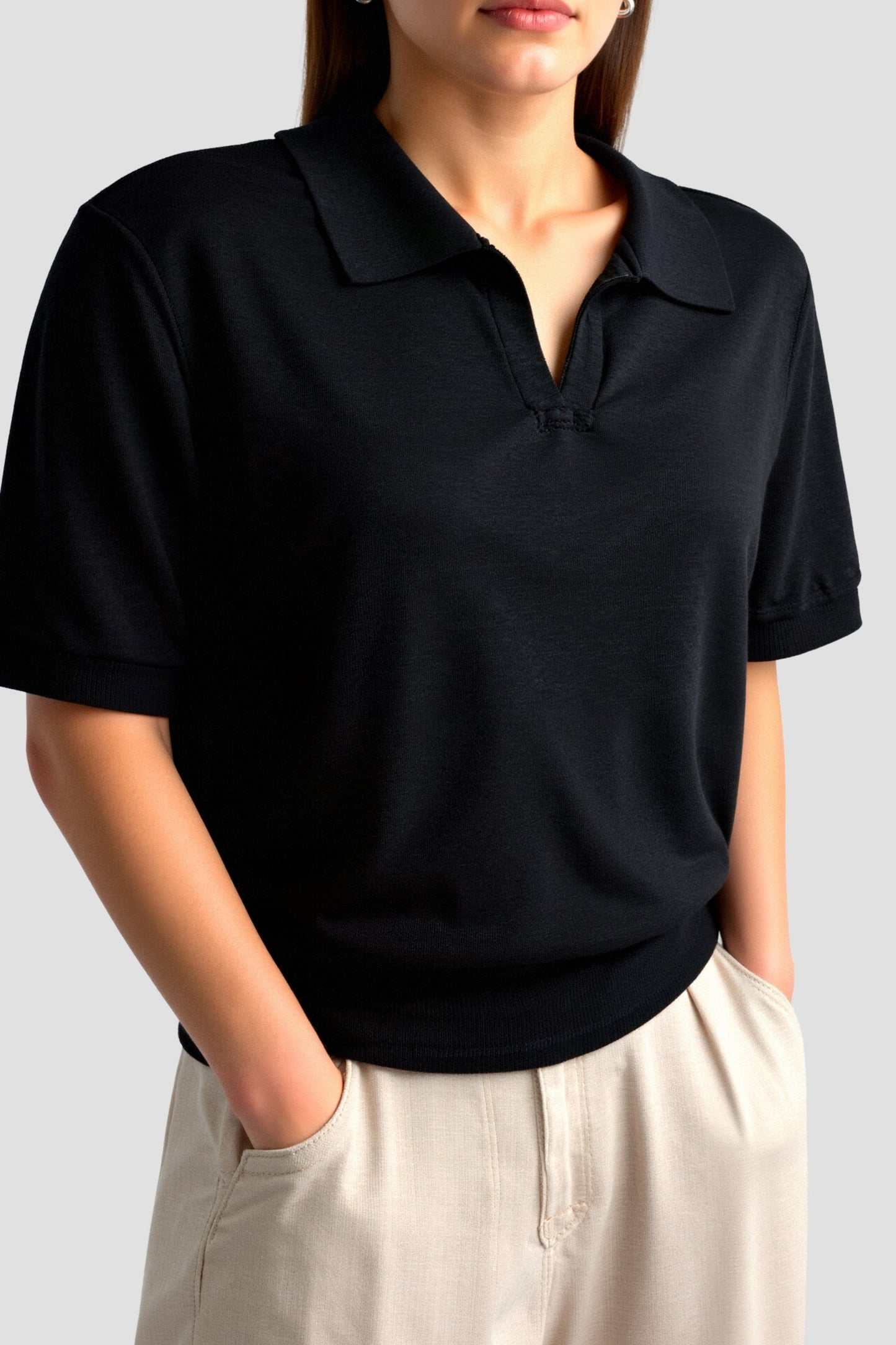 Gebreide poloshirt voor dames