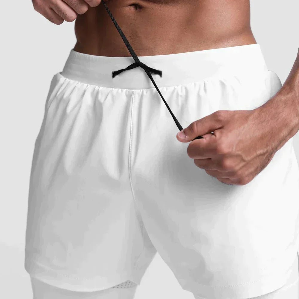 Heren 2-in-1 Sport Short Drawstring Training