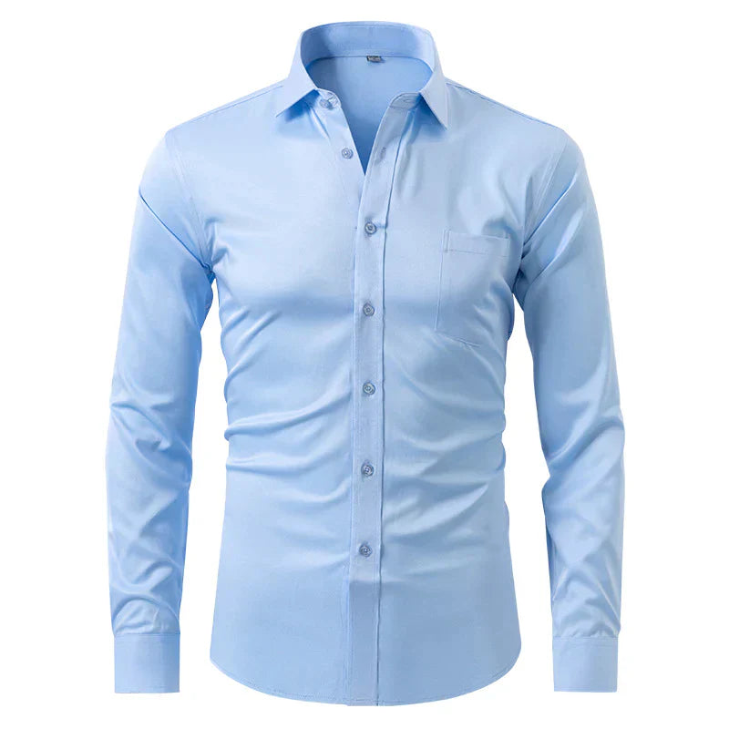 Heren Slim Fit Overhemd Lange Mouwen Borstzak