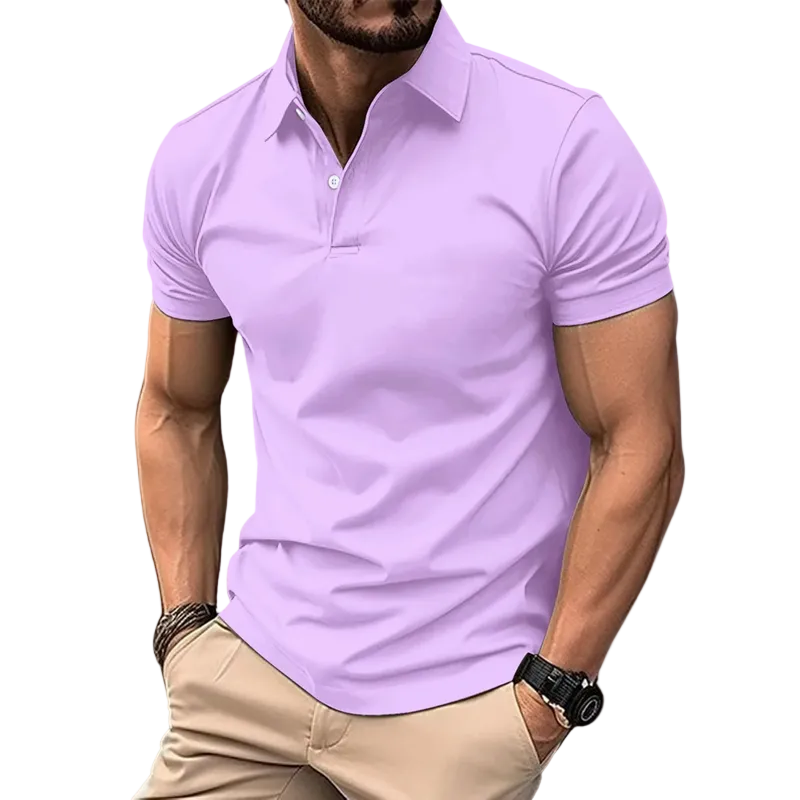 Heren Slim Fit Polo T Shirt Korte Mouwen Knoopsluiting