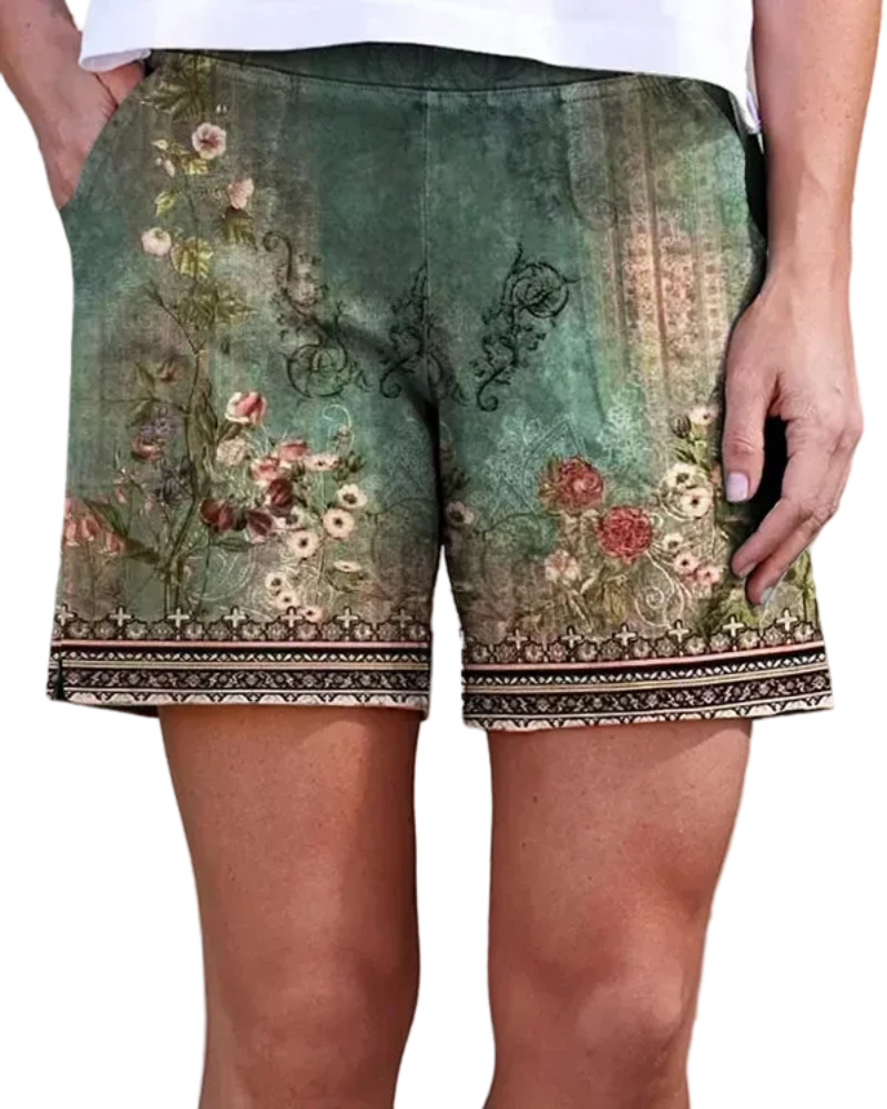 Dameshorts met bloemenprint Losse pasvorm