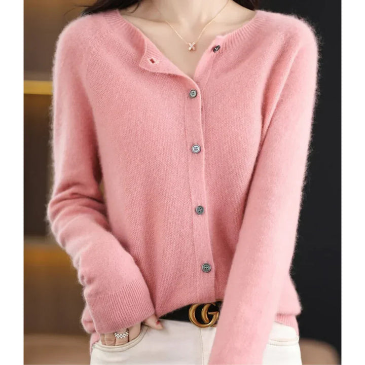 Dames wollen cardigan met ronde hals 14