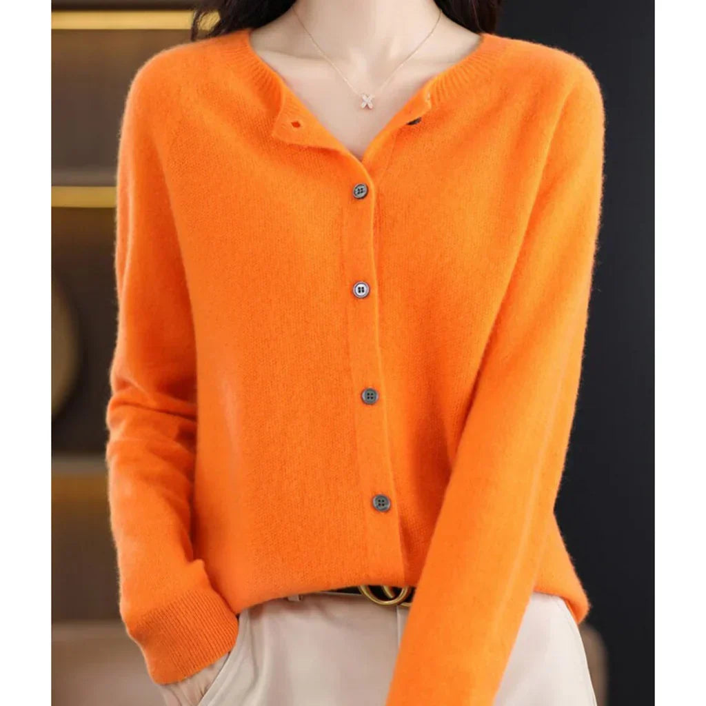Dames wollen cardigan met ronde hals 8