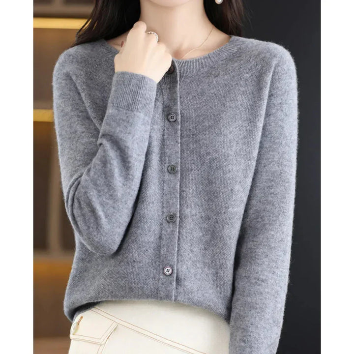 Dames wollen cardigan met ronde hals 9