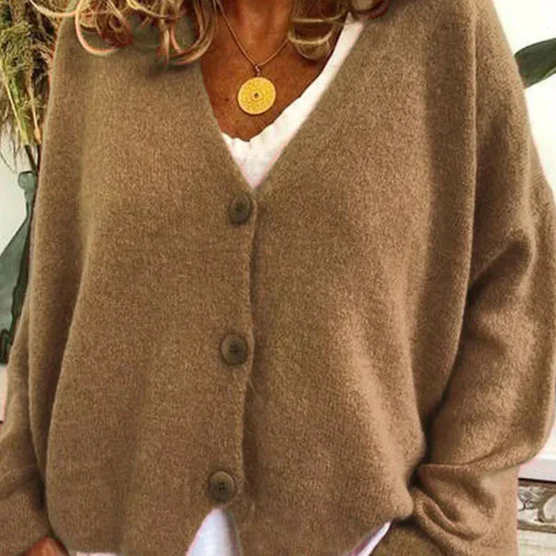 Dames cardigan met V-hals en knoopsluiting