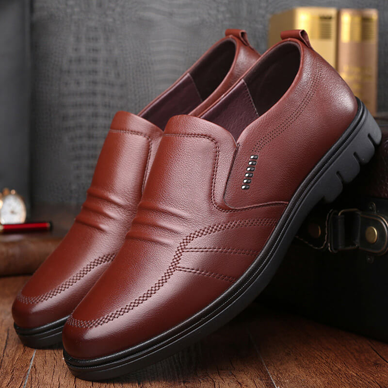 Heren Nette Schoenen Met Antislipzool En Ronde Neus in Bruin
