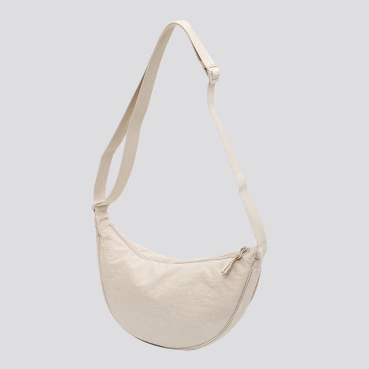 Dames Minimalistische Halve Maan Schoudertas Met Verstelbare Band in Beige