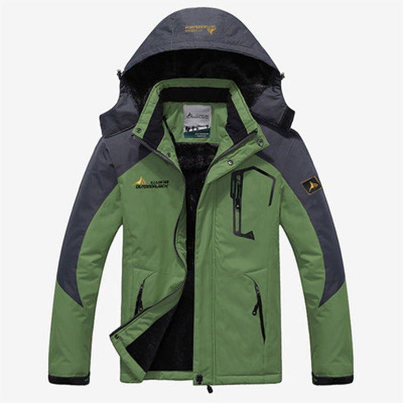 Groene en grijze heren winterparka met capuchon