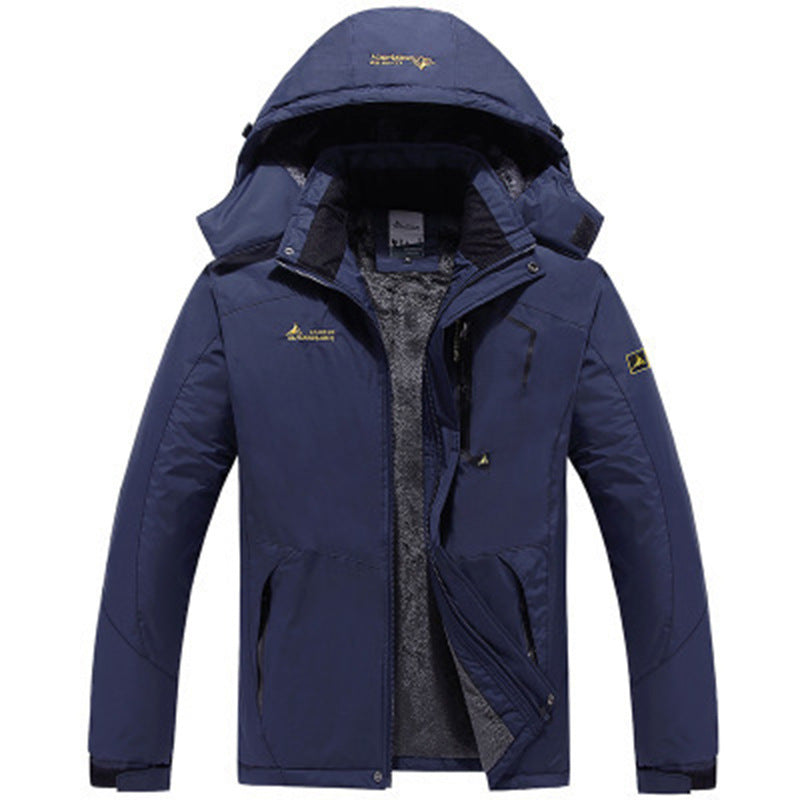 Marineblauwe heren winterparka met capuchon