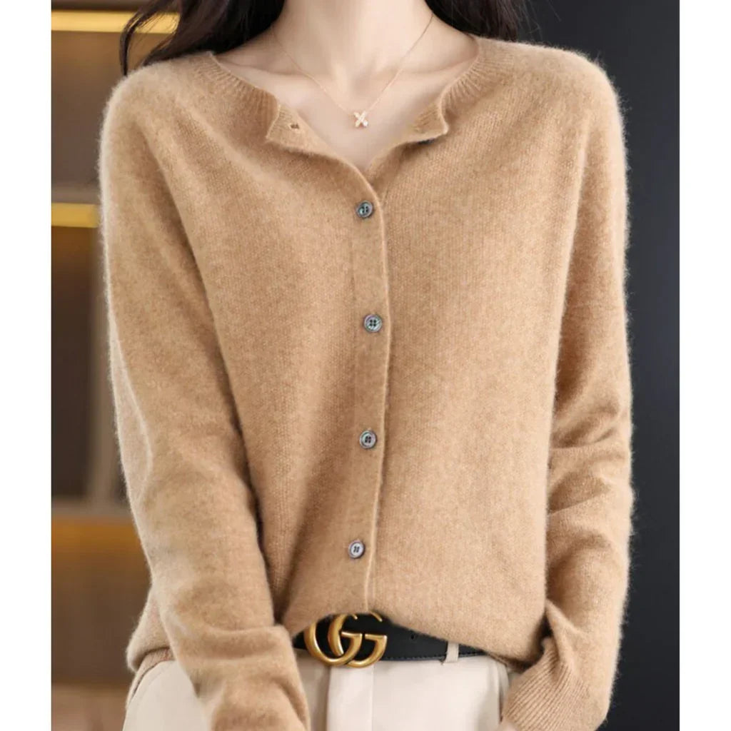 Dames wollen cardigan met ronde hals 5