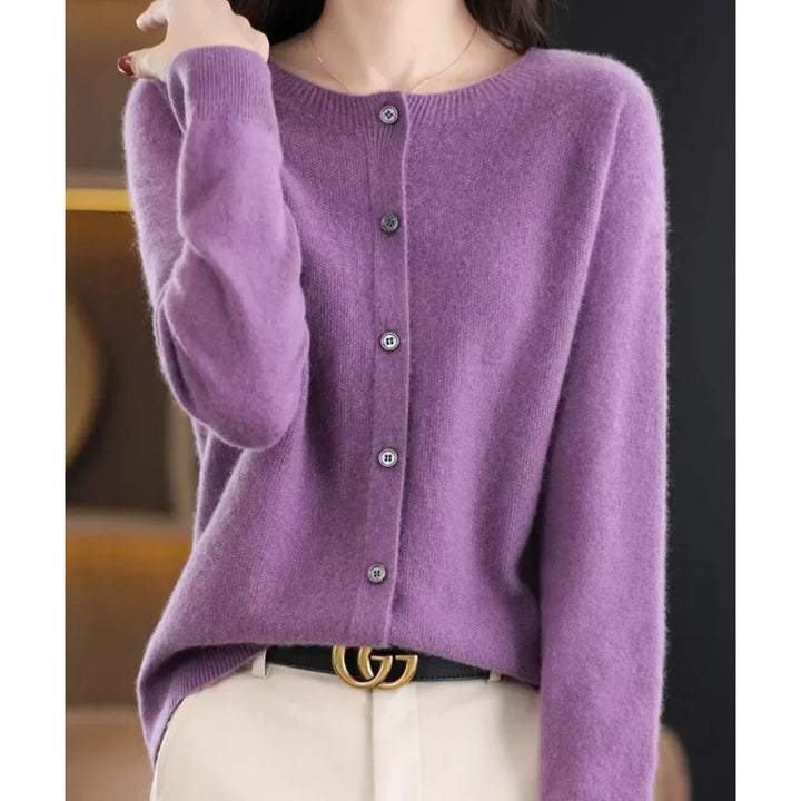 Dames wollen cardigan met ronde hals 7