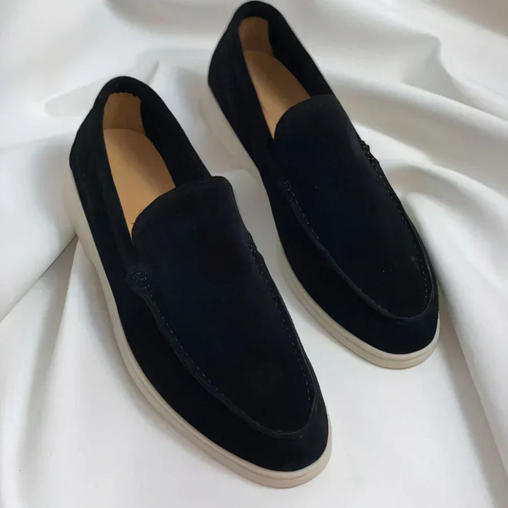 Dames loafers met suèdelook en witte zool - afbeelding 4