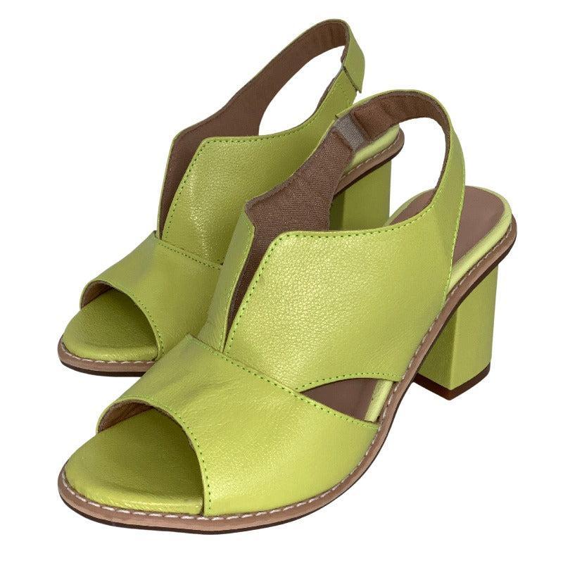 Dames Peeptoe Sandalen Met Stevige Blokhak En Slingback Bandje in Lichtgroen productfoto