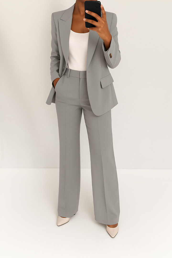 Dames tweedelig pak met blazer en broek