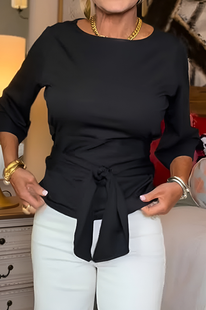 Dames top met strikceintuur in de taille - afbeelding 2