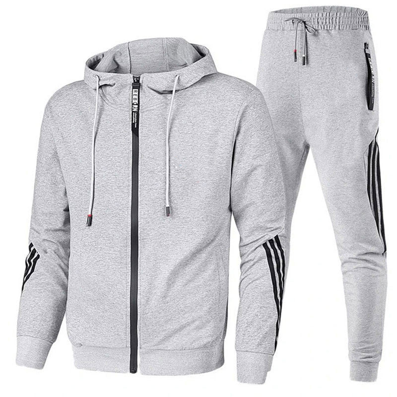 Heren trainingspak in grijs met ritsvest en joggingbroek