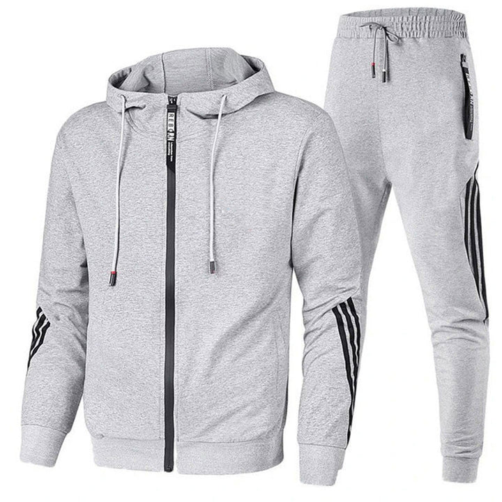 Heren trainingspak in grijs met ritsvest en joggingbroek