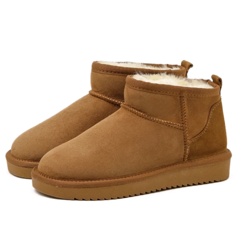 Camel korte dames enkellaarsjes met fleecevoering