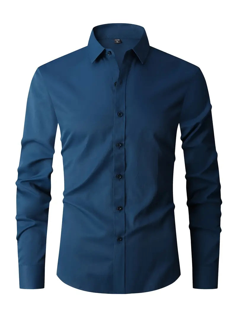 Heren slim fit overhemd met klassieke kraag 9