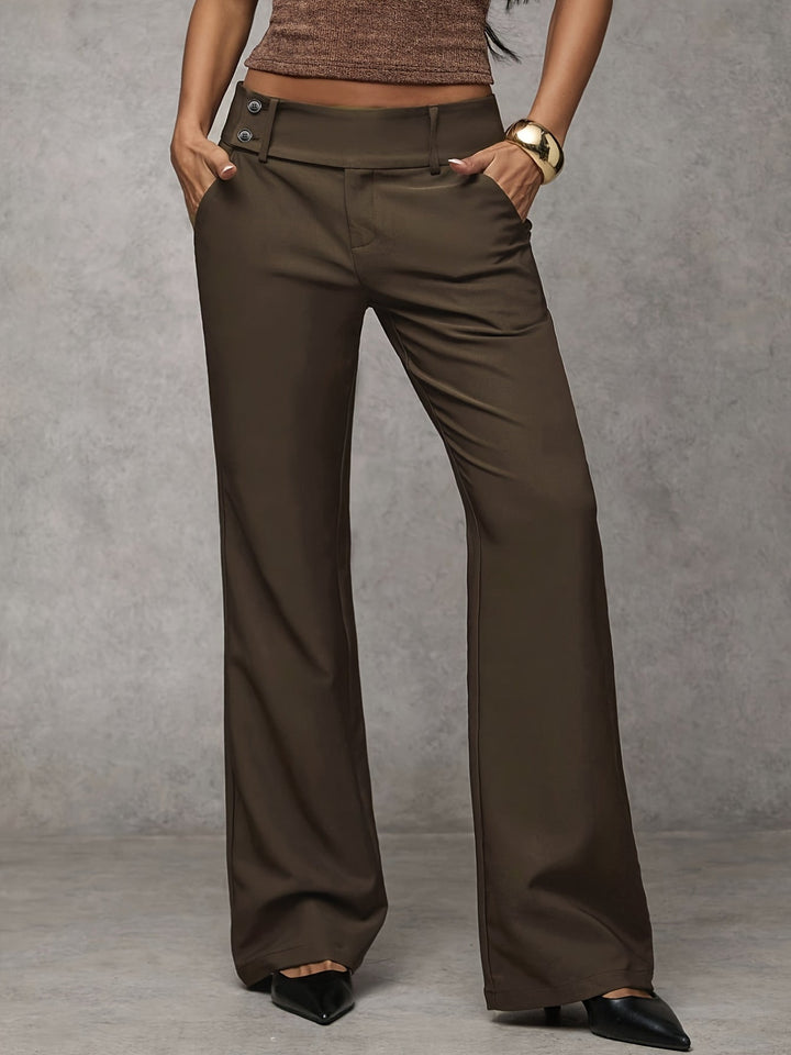 Dames wijde broek met gevouwen tailleband - afbeelding 5