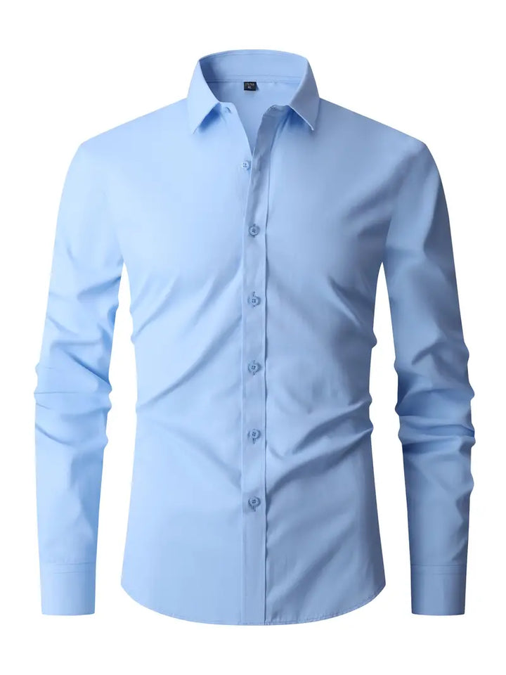 Heren slim fit overhemd met klassieke kraag 6