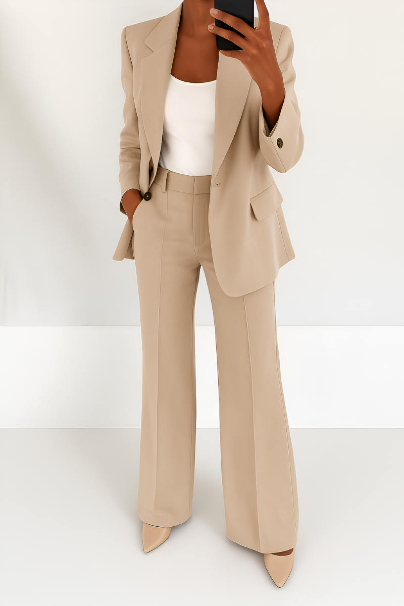 Dames tweedelig pak met blazer en broek - afbeelding 2