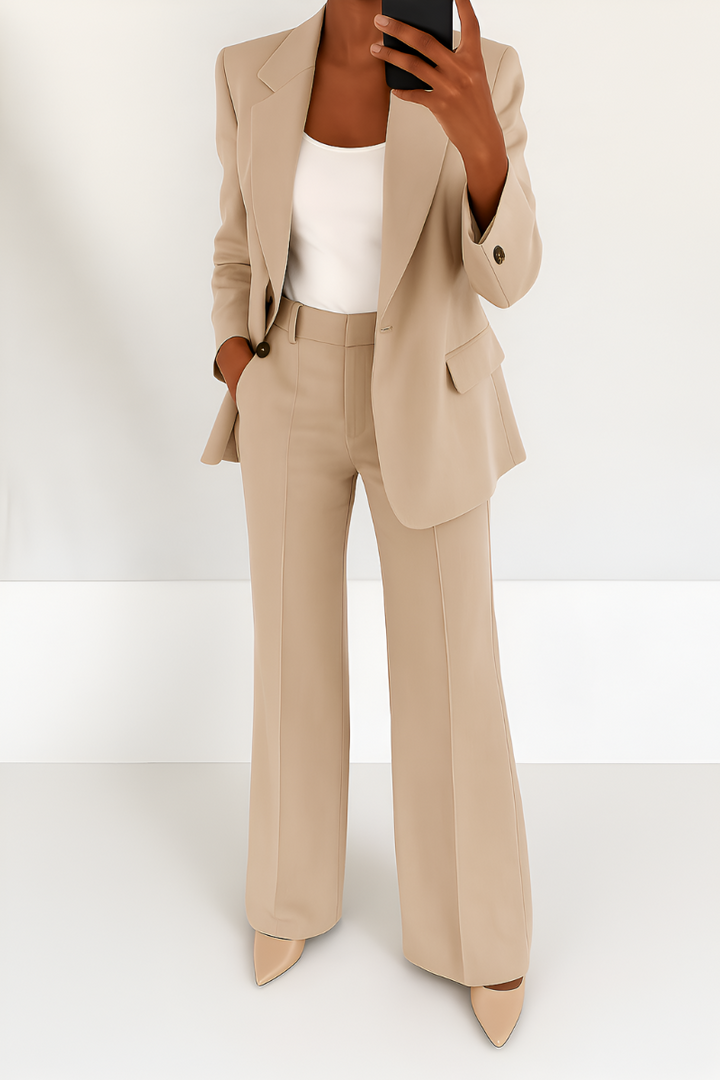 Dames tweedelig pak met blazer en broek - afbeelding 2