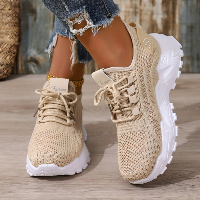 Dames sneakers met brede neus en dikke gedempte zool - afbeelding 2