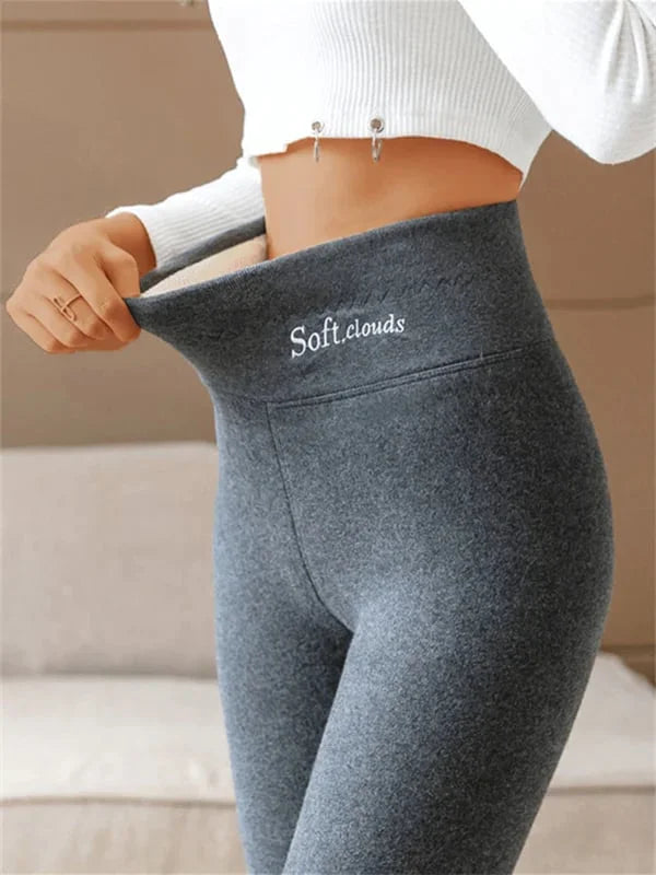 Hoge tailleband van de donkergrijze fleece legging