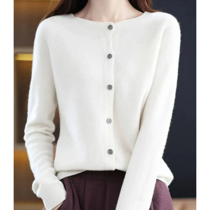 Dames wollen cardigan met ronde hals 11