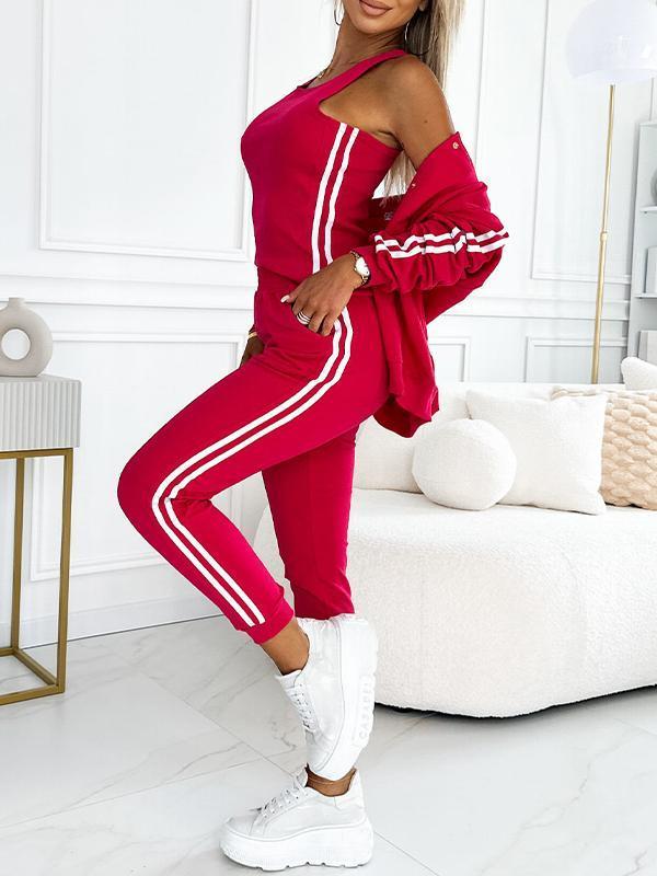 Dames Driedelige Trainingsset Met Vest Top En Broek detailfoto 2
