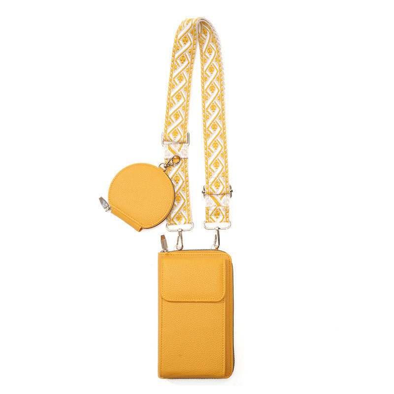 Dames Stijlvolle Crossbody Tas Met Telefoonvak En Muntzakje in Geel