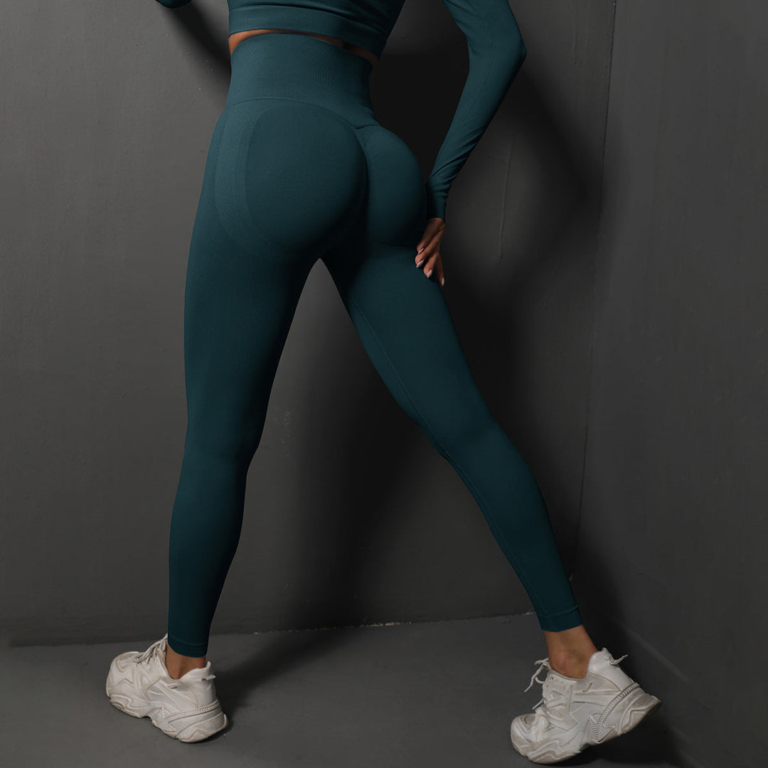 Dames Naadloze Sportlegging Met Hoge Tailleband En Stretch in Donkerblauw