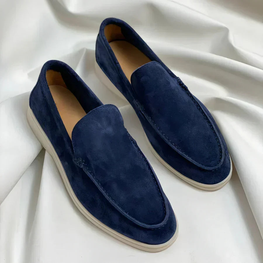 Dames loafers met suèdelook en witte zool - afbeelding 2