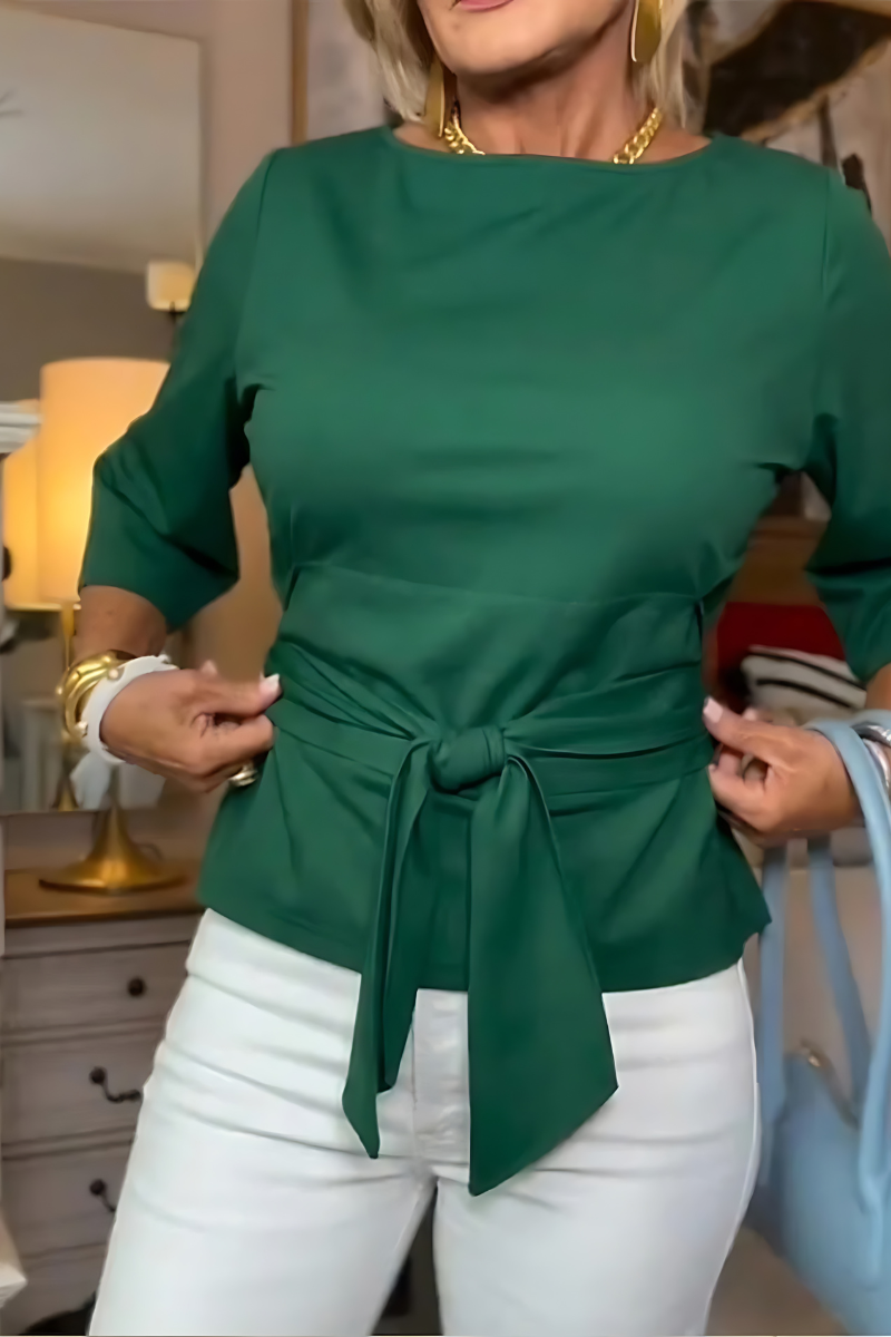 Dames top met strikceintuur in de taille - afbeelding 4
