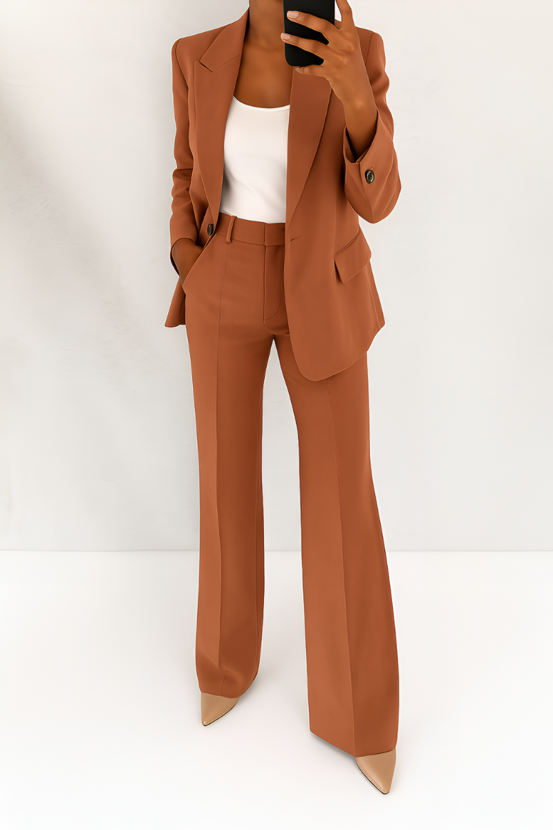 Dames tweedelig pak met blazer en broek - afbeelding 3