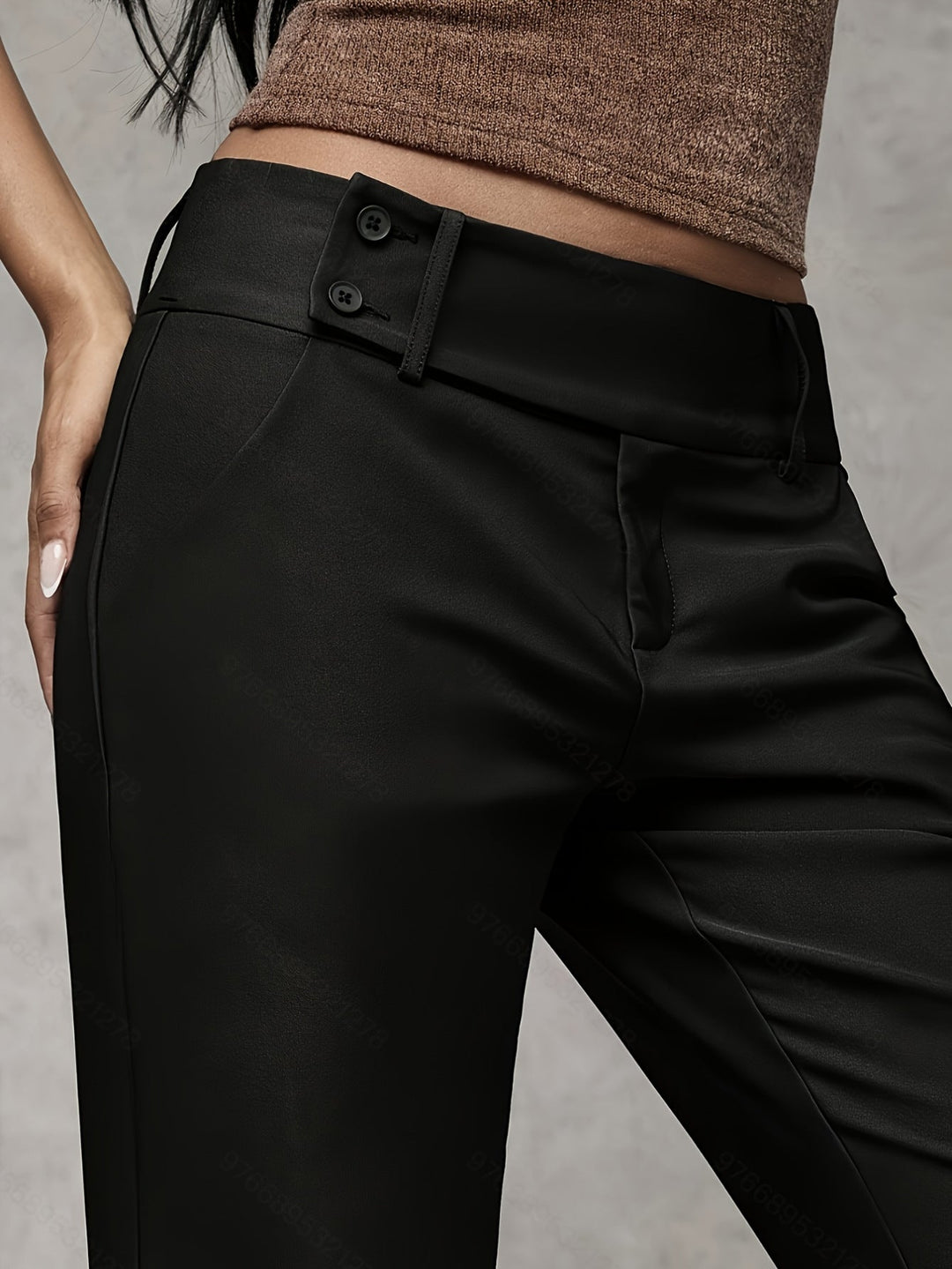 Dames wijde broek met gevouwen tailleband - afbeelding 3