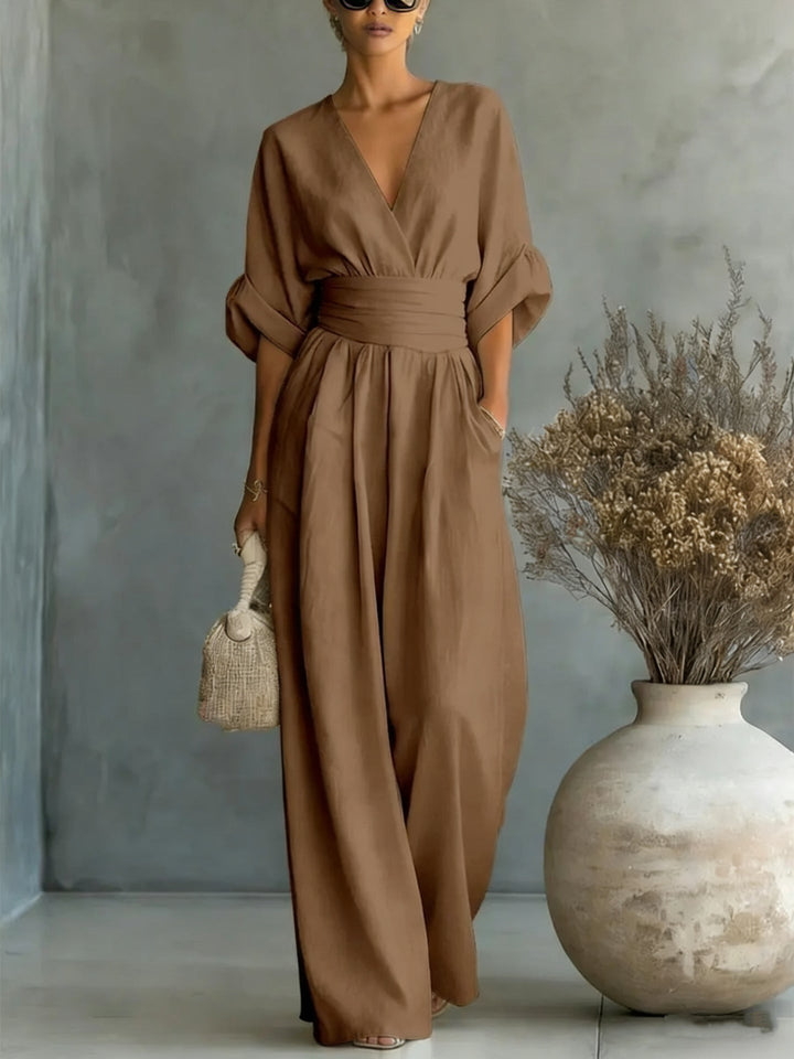 Dames jumpsuit met V-hals en wijde pijpen - afbeelding 10