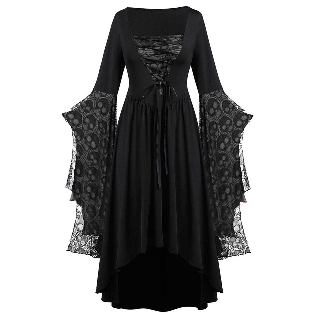 Dames Elegante Maxi Jurk Met Kanten Mouwen En Vierkante Hals in Lichtgrijs