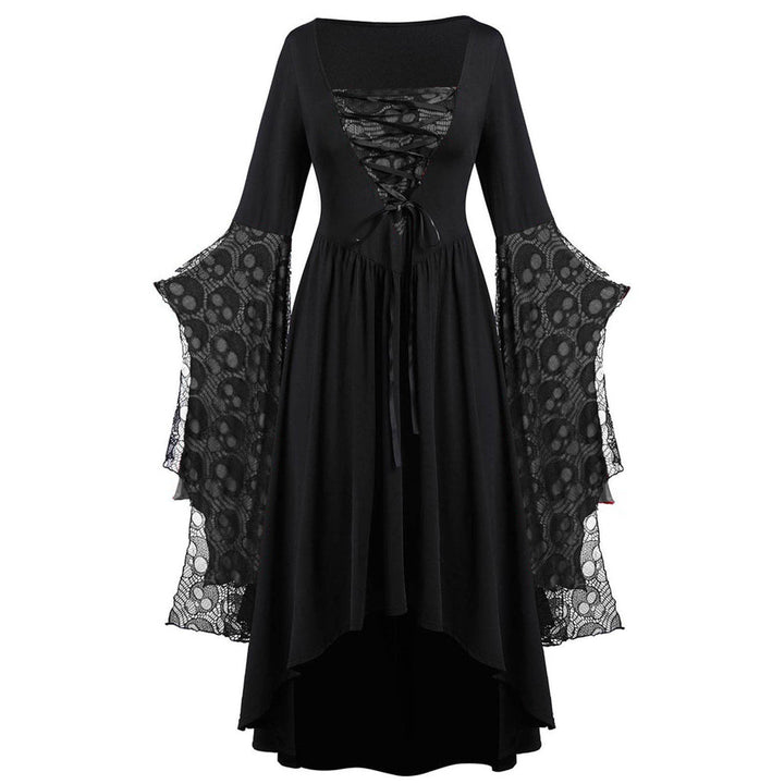Dames Elegante Maxi Jurk Met Kanten Mouwen En Vierkante Hals in Lichtgrijs