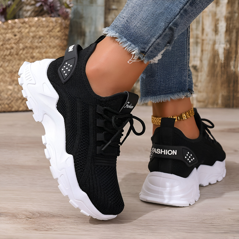 Dames sneakers met brede neus en dikke gedempte zool - afbeelding 3