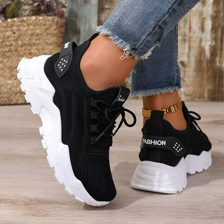 Dames sneakers met brede neus en dikke gedempte zool - afbeelding 3