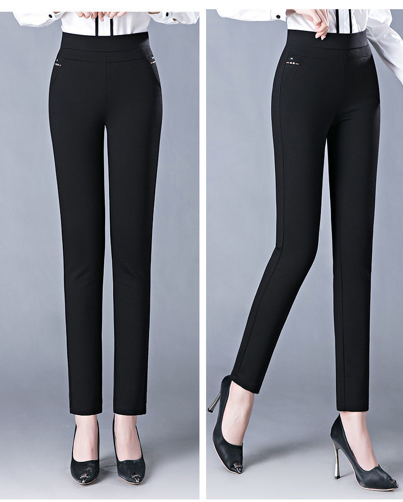 Dames Comfortabele Slim Fit Broek Met Hoge Taille En Stretch detailfoto 9