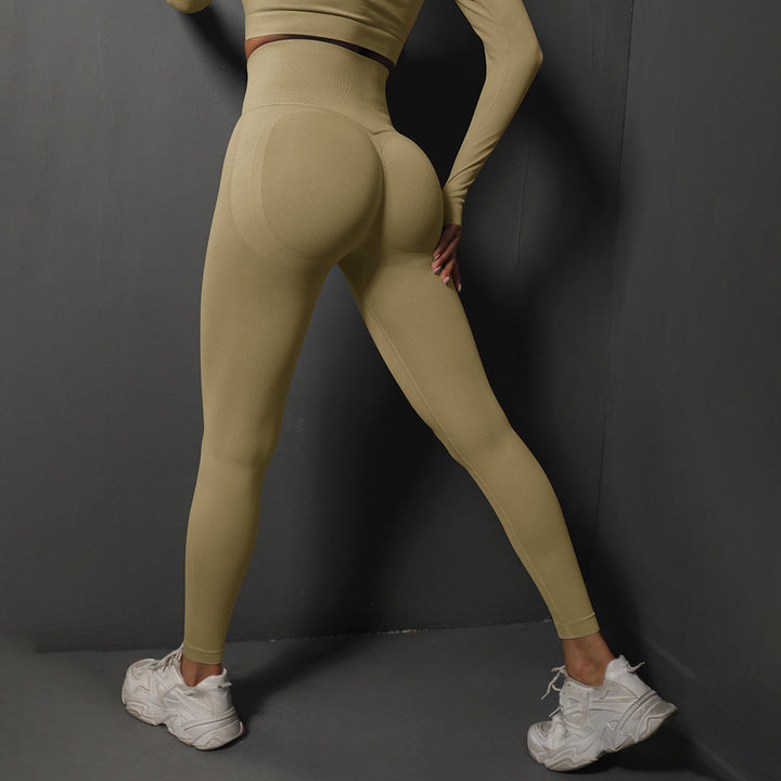 Dames Naadloze Sportlegging Met Hoge Tailleband En Stretch in Khaki