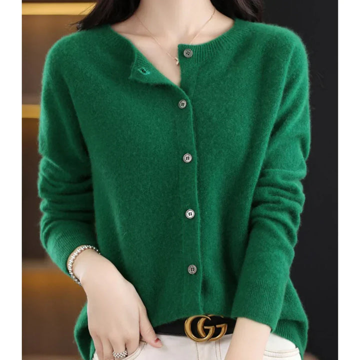 Dames wollen cardigan met ronde hals 4