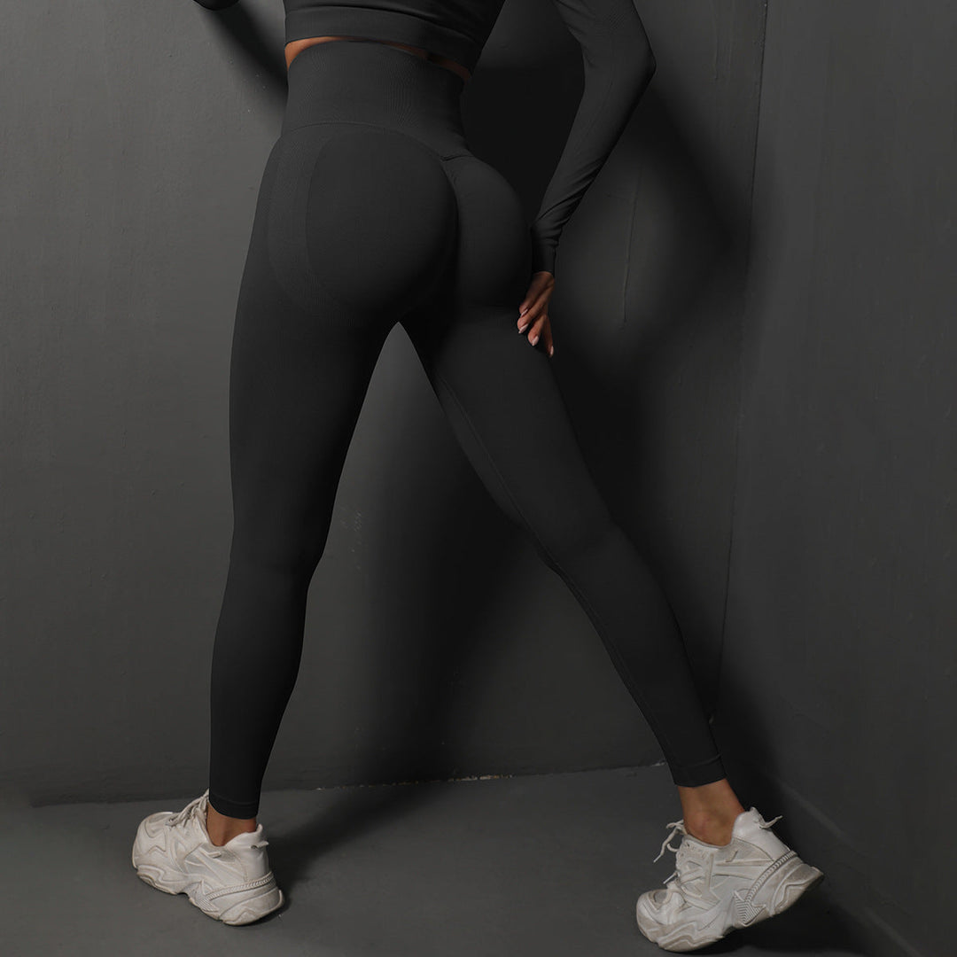 Dames Naadloze Sportlegging Met Hoge Tailleband En Stretch in Zwart